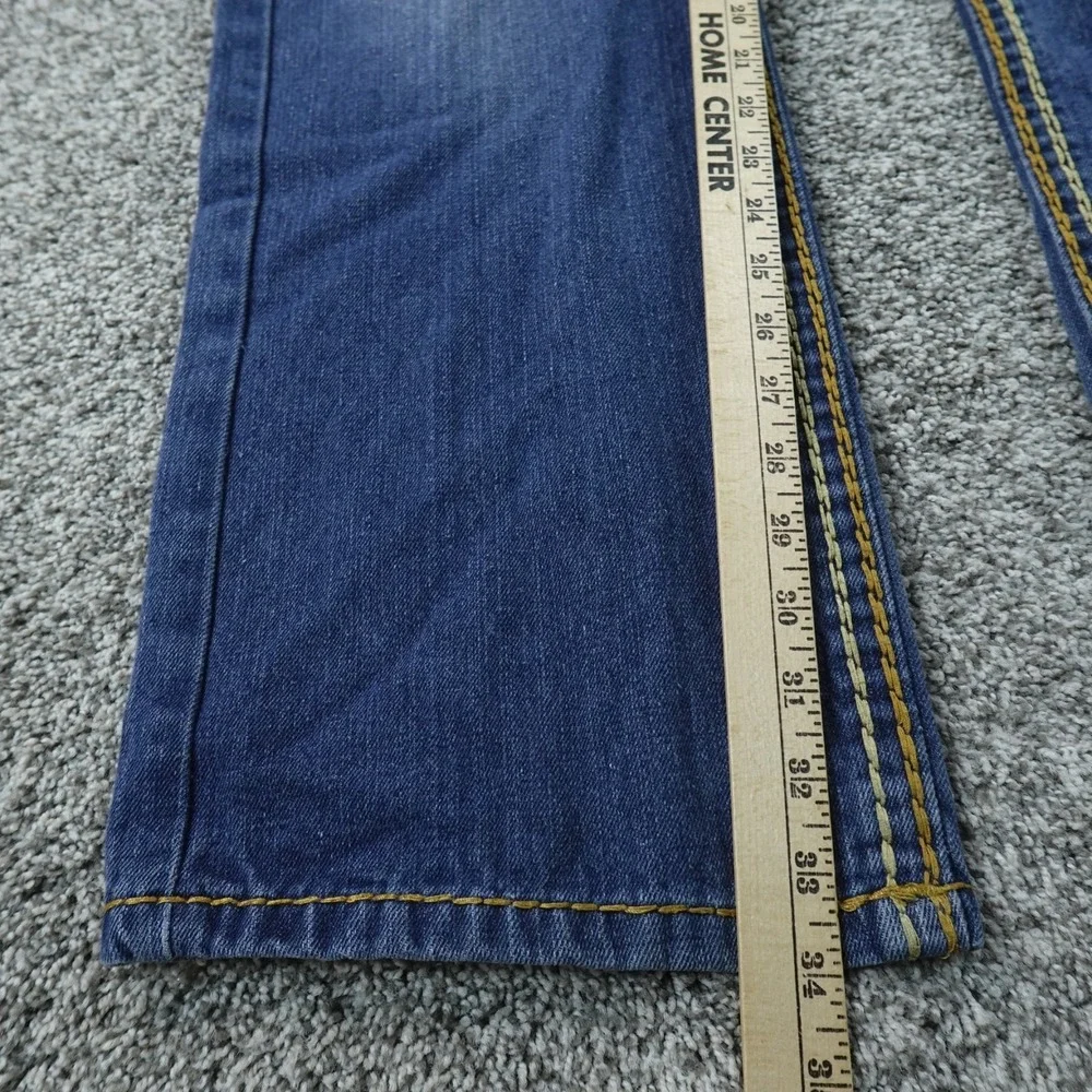 True Religion Jeans Mens 38X34 Dark Blue Denim Pants Geno Super‎ T Thick Stitch